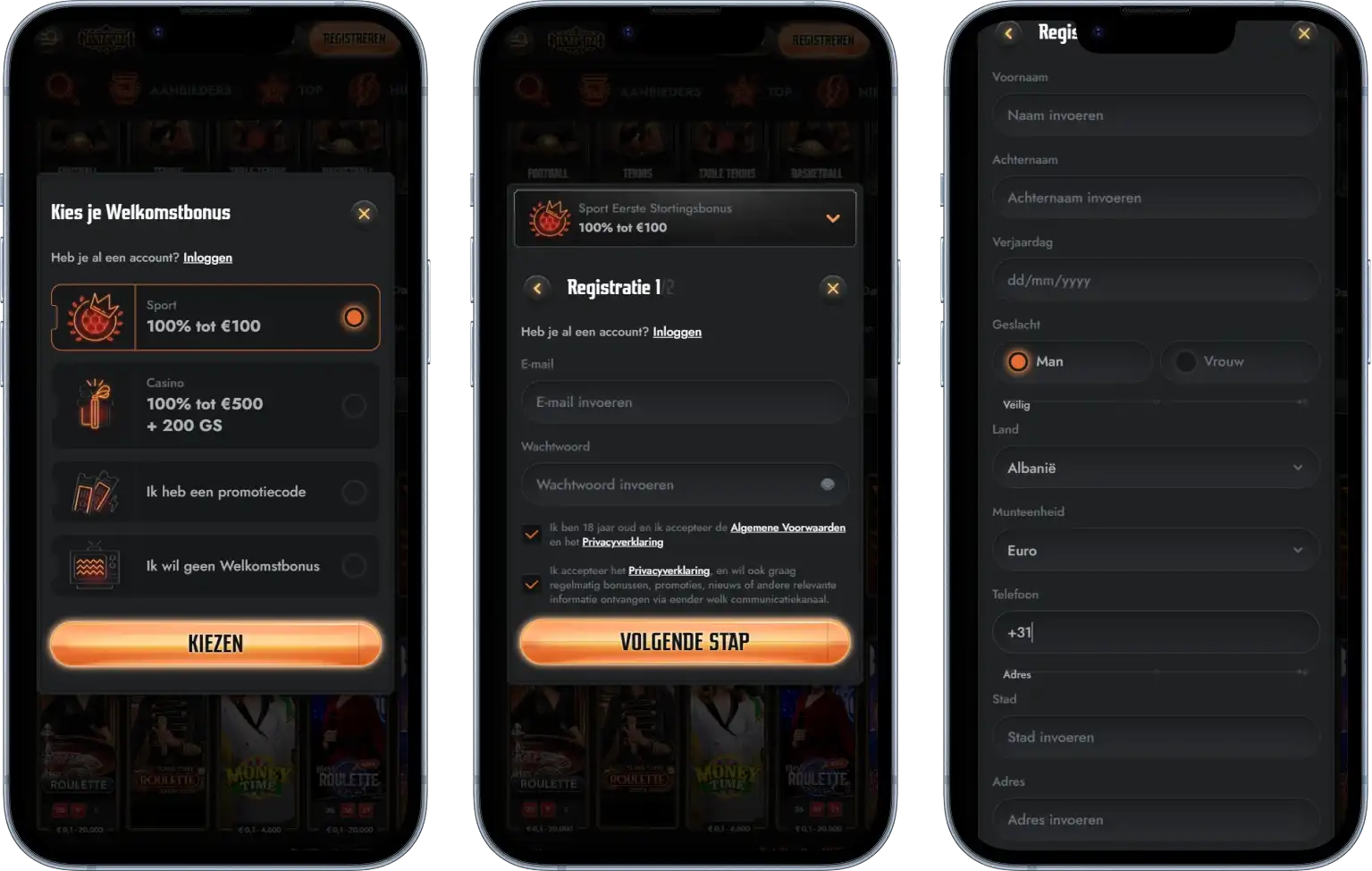 Gransino Login en Registratie